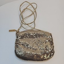Vintage Whiting and Davis Gold Mesh Ruched Evening Bag with Strap