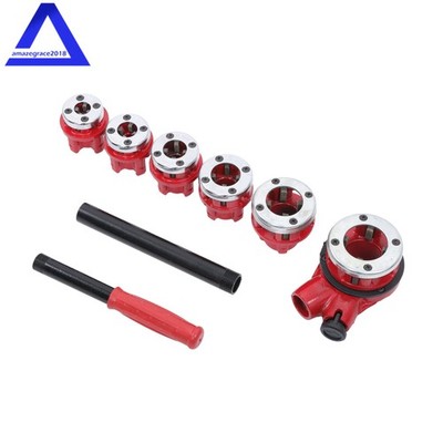 Ratchet Pipe Threader Kit with 6 Dies, 1/4'' NPT to 1-1/4'' NPT Threading Tool