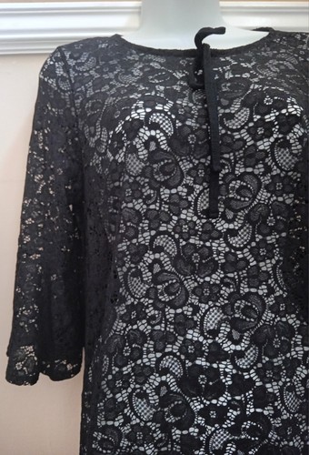 Ladies Black Lace Top/Tunic Uk 12 Fluted Sleeve See Through/ Unlined Simply Be - Picture 18 of 18