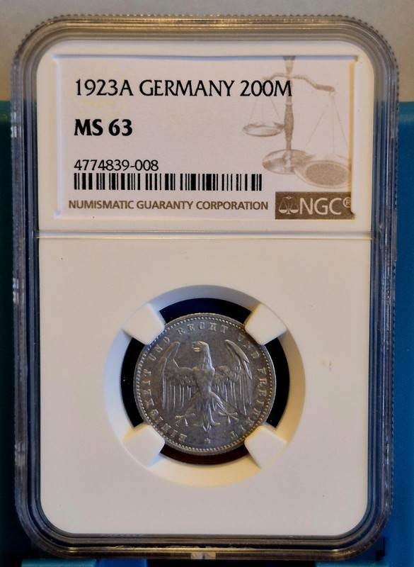 1923A GERMANY 200M NGC MS 63 Certifique  Germany MARK 
