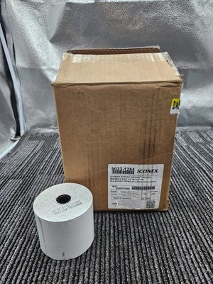 (QTY 12) Iconex 3-1/8'' (80 mm) x 270' High-Tack Sticky Media Linerless Labels