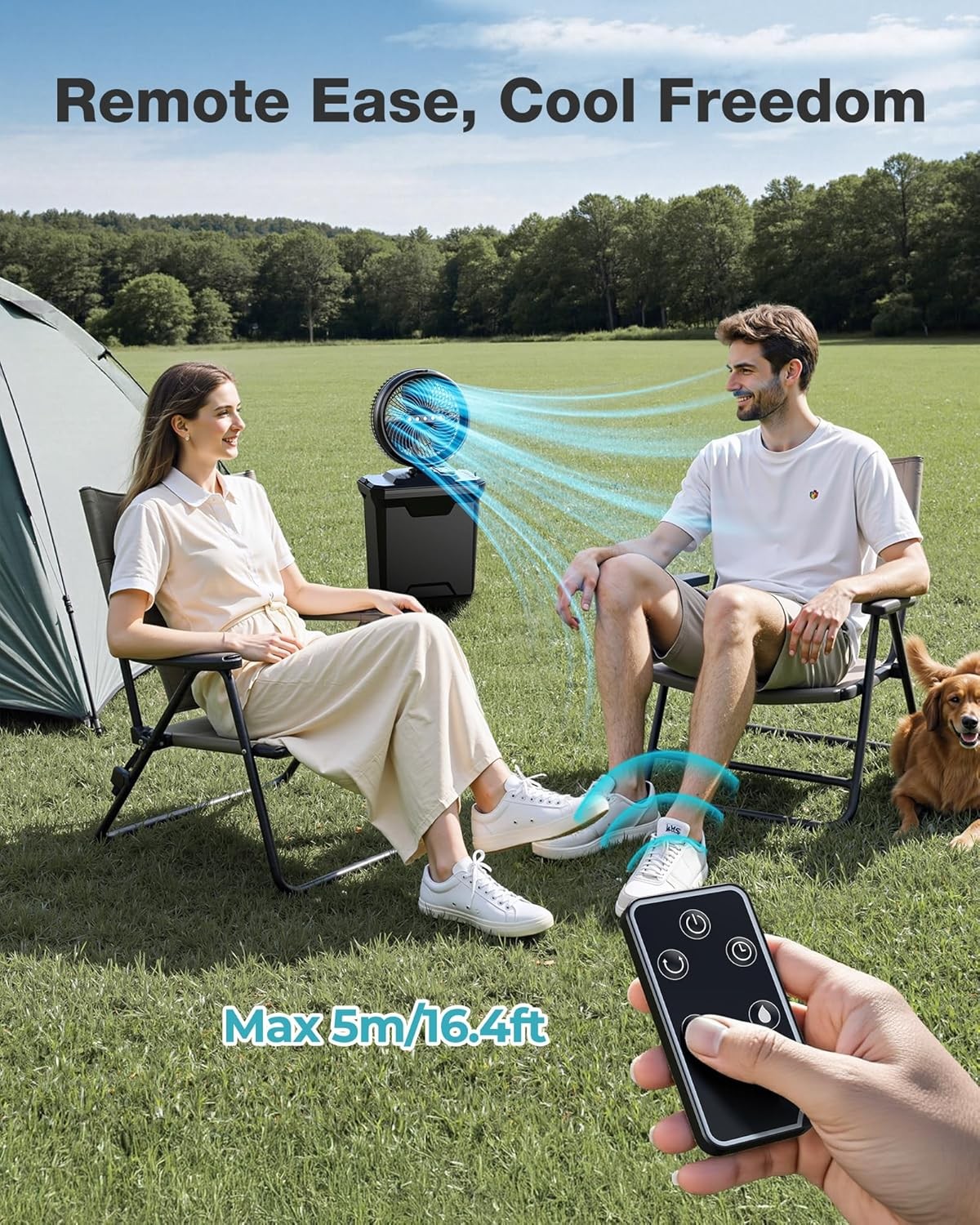 xasla Camping Misting Fan, 10-Inch Cooling Fan 20000mAh Medium, Black 