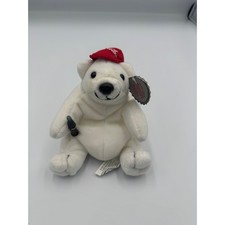Vintage 1997 Coca-Cola Polar Bear Plush Bean Bag Toy with Red Hat 3
