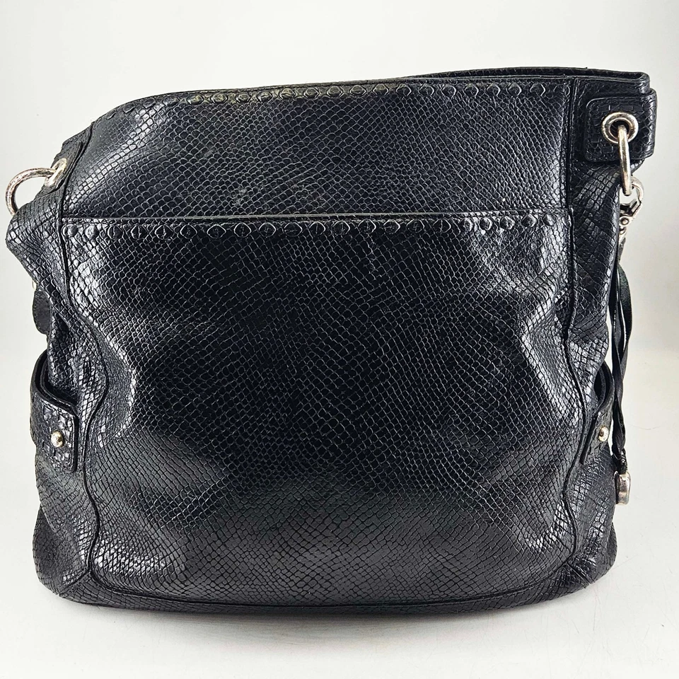 Brighton Serpiente Cuero Repujado Hobo Bolso Monedero Negro con Caja y Bolsa para el Polvo Foto 4 de 4