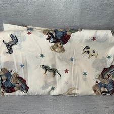 Vintage Blue Jean Teddy Bear Fitted Crib Toddler Sheet Stars Animals USA