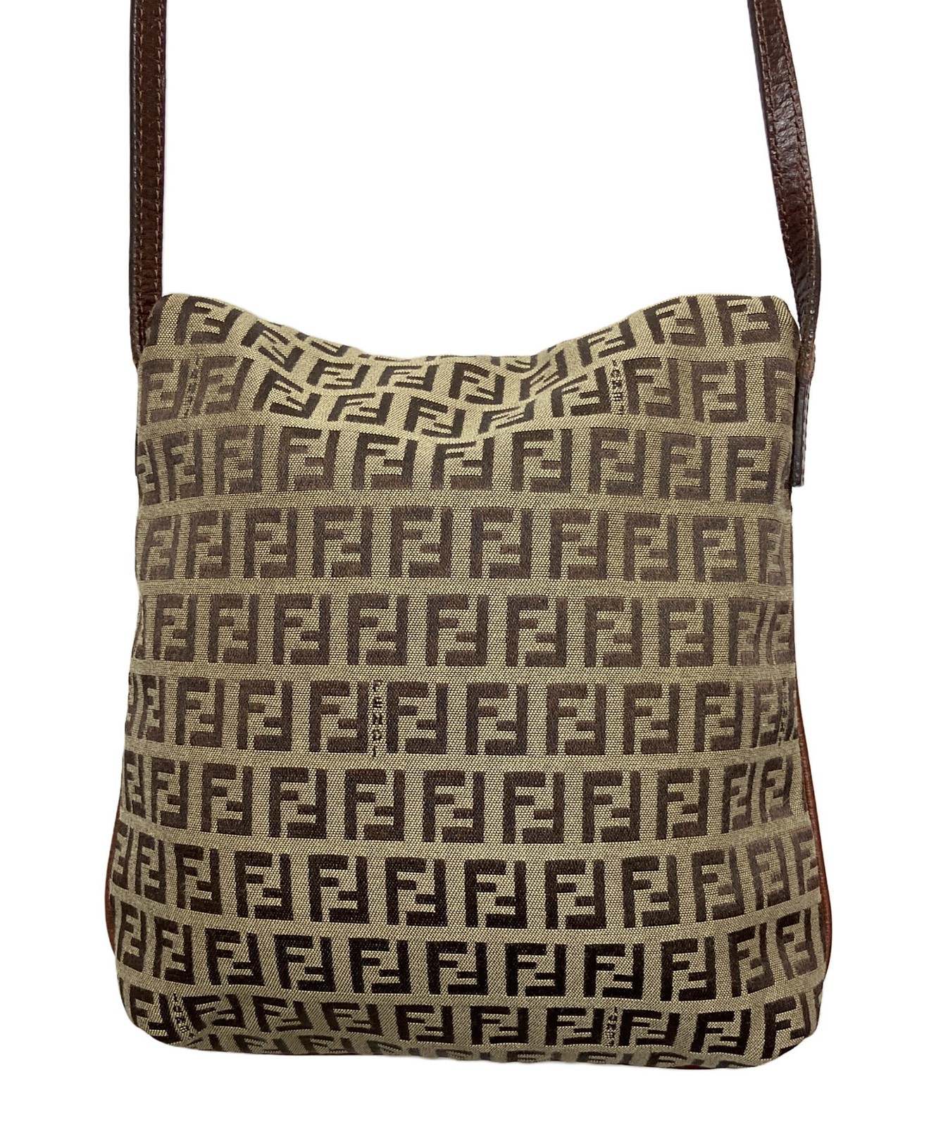 FENDI Shoulder bag Zucchino Mamma FF Logo Hardware Brown Vintage Auth From Japan image 4