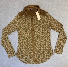 Anthropologie Doe & Rae Button Shirt Womens S Knit Suede Collar Ranch Western