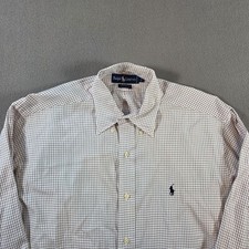 Polo Ralph Lauren Shirt Mens 15 Large White Grid Yarmouth Button Down Oxford