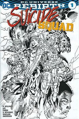 Suicide Squad #1 Jim Lee B&W Sketch Variant DC Rebirth Diamond Retailer ...