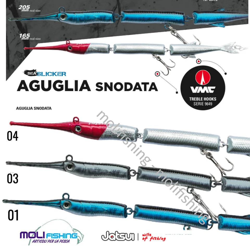 ARTIFICIALE PESCA TRAINA JATSUI AGUGLIA SNODATA LUNGHEZZA 165 E 205 MM 3 COLORI
