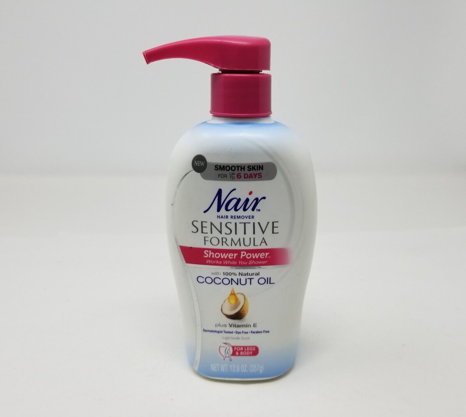 Nair Hair Remover Sensitive Formula Shower Power with Coconut Oil and Vitamin E, 12.6oz