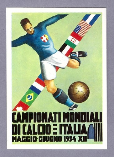 ITALIA 1934 Manifesto Poster Figurine Panini WORLD CUP STORY OTTIMA Sticker NEW - Afbeelding 1 van 2