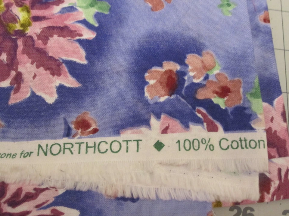 Cotton fabric VTG Flowers From My Gardens by Diana Leone for Northcott BTY x 44 - Image 3 of 4