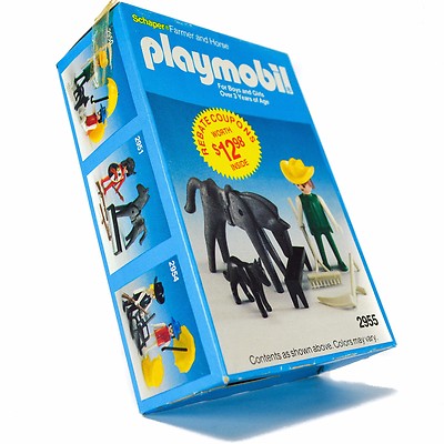 1983 Schaper Playmobil 2955 Farmer Horse Dog Figure Old Vintage NIB 