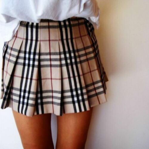 Burberry London Plaid Pleated Mini Skirt Wool Nova Check US-8 Browns Slits  | eBay