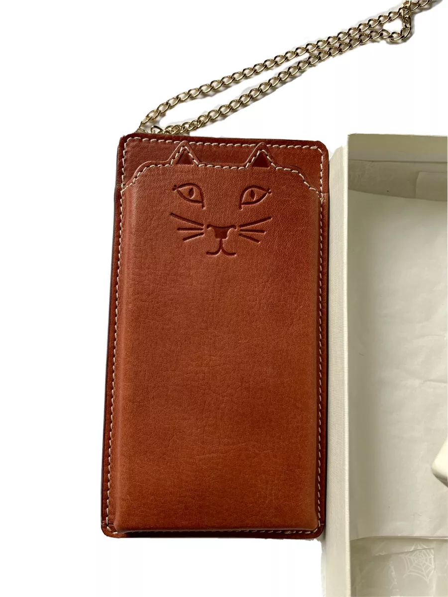 Charlotte Olympia Feline mini crossbody bag for phone in ochre & gold RP  $325