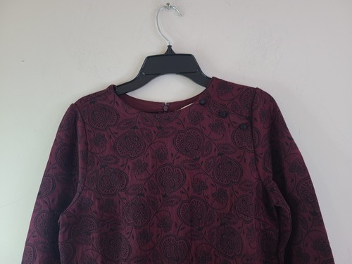 Abito donna Loft bordeaux scuro floreale polsino maniche lunghe taglia S nuovo con etichetta - Foto 7 di 9