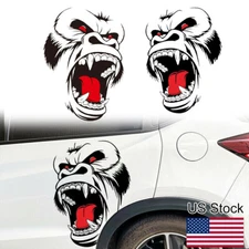 2x Black & Red Vinyl Horror Ape Stickers Fit Auto Car Side Body Fender Universal