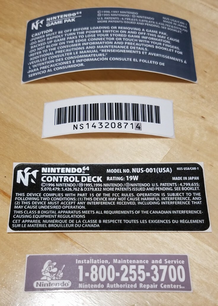 Nintendo 64 N64 NUS-001(USA) Maintenance Bar Code Control Deck