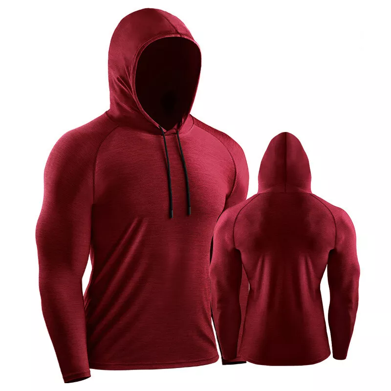 Mens Compression Hooded Tops Fitness Quick Dry Training Sports Hoodie  Pullovers