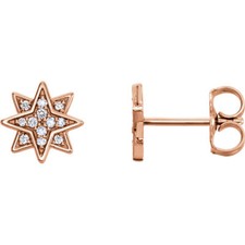 Diamond Star Earrings In 14K Rose Gold .08 ct. tw.