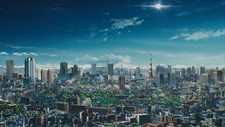 Anime landscape urban sky clouds city tokyo Custom Gaming Mat Desk