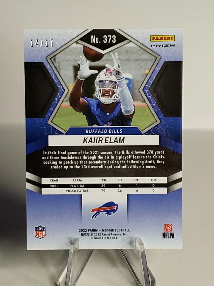Kaiir Elam 2022 Panini Mosaic Yellow Wave /17 Buffalo Bills Rookie SSP Cowboys - Image 2 of 3