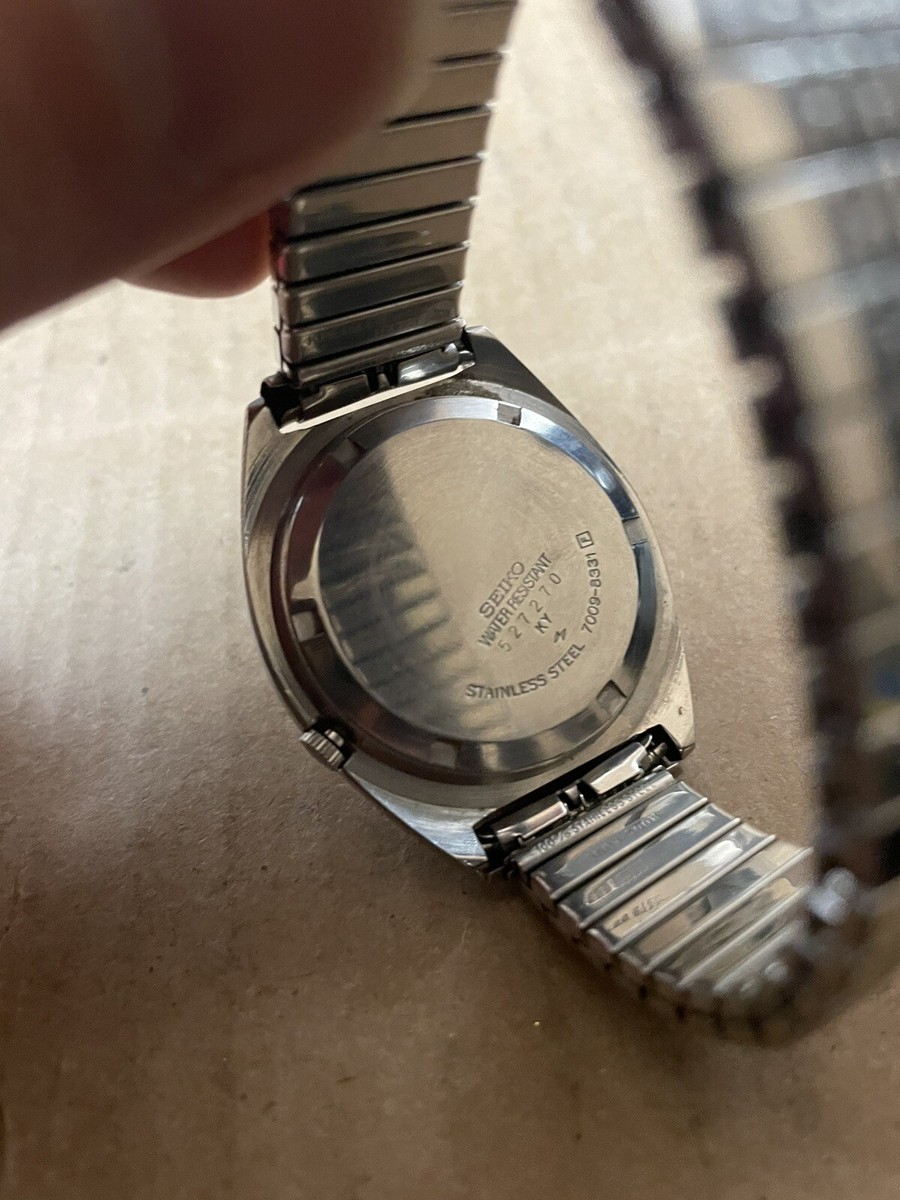 Vintage Men's Seiko Watch Automatic Stainless Steel Works 5 Hong