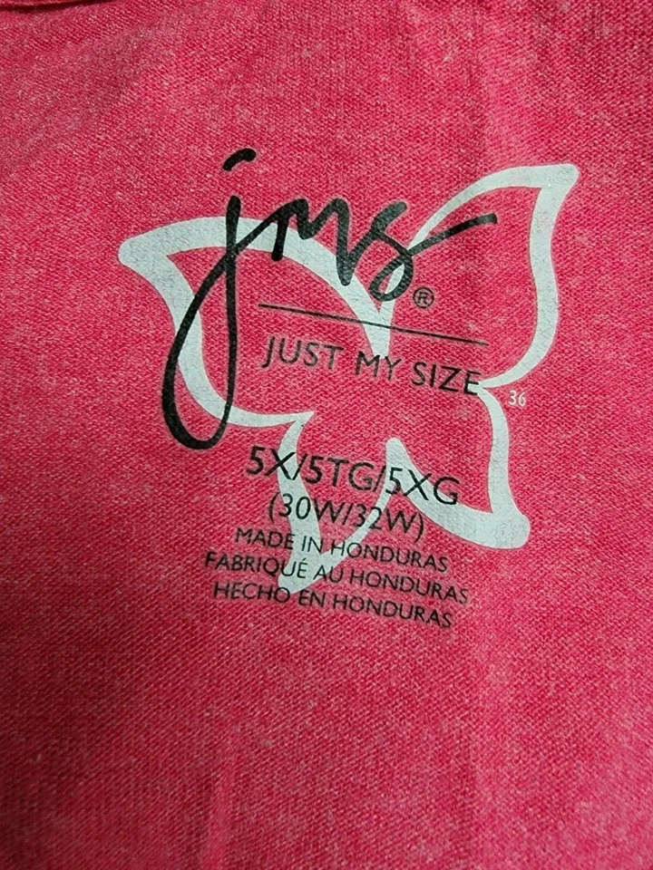 Camisa Top Blusa Just My Size Mujer Talla 5X 30W/32W Rosa Gris Plata NUEVA Foto 2 de 4