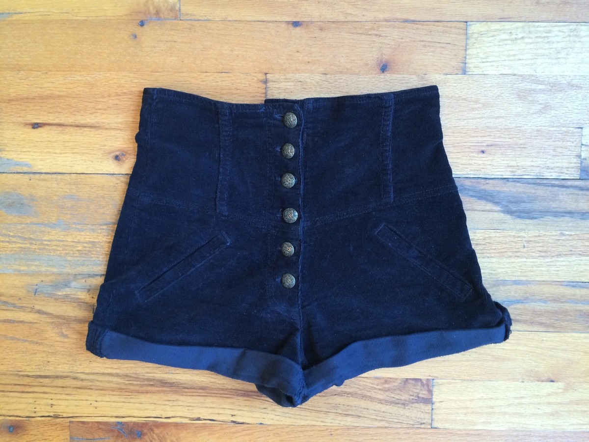 Short Court Velours Côtelé Noir Era Of Chaos Taille 26 - Taille Haute - Occasion Très Bon état