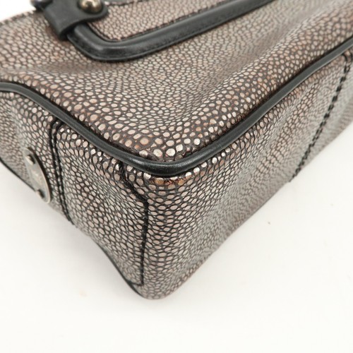 Authentic CELINE Leather Mini Boogie Bag Hand Bag Silver Black Used F/S - Picture 10 of 24