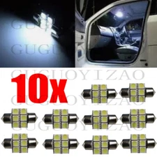 10x White 6-SMD LED Bulbs For Car Interior Dome Lights, 1.25" 31mm DE3175 DE3022