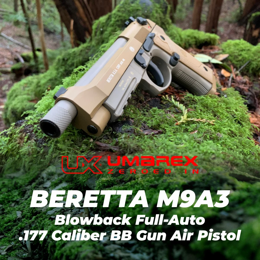 Umarex Beretta M9A3 CO2 .177 Cal Blowback Air Pistol w/ CO2 Tanks and BBs Bundle - Image 2 of 4