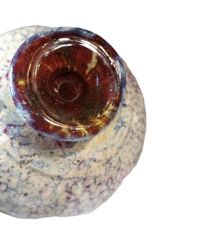 Sarreid Ltd Art Glass Vase 489-5 Made In Spain Cased Red Cream Blue Abstract - Picture 2 of 4
