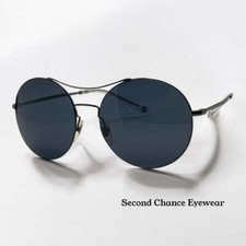 Gucci GG 4252/S KJ14X Round Sunglasses-58mm Matte Black-Dark Blue Lens-Italy