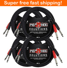 4 Pack Pig Hog PD-21410 10Ft Solutions Dual Cable 1/4" Mono Male LIFETIME NEW