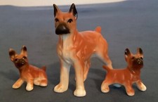 Vintage Bone China Boxer Dog and 2 Puppies Made in Japan 2.5" Satin Finish