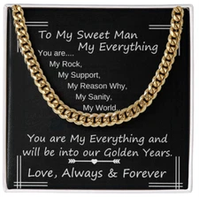 To My Man Cuban Link Necklace anniversary birthday valentine's day gift for him