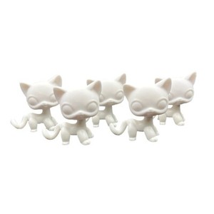 5pcs/set White Base for Littlest Pet Shop toy short hair cat DIY Painting kitten