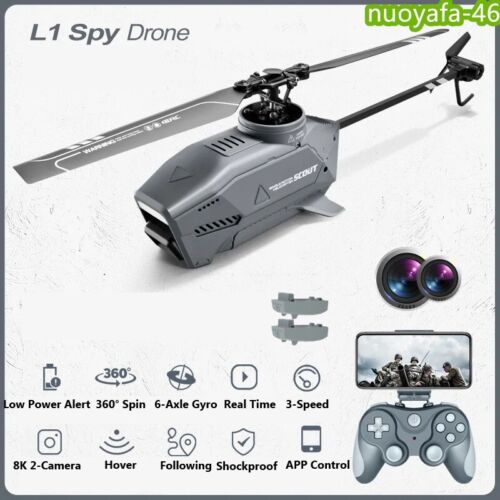 2.4G 8K 2-Camera 6Axis Gyro WiFi Helicopter Wide Angle Camera Spy Drone RC Plane - Afbeelding 1 van 22