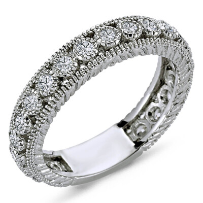 0,74 Carat Brillant-Schliff Diamant rundum Memoire Ring 14 Karat Weißgold R40080