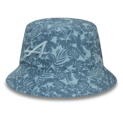 Official Alpine F1 Official Floral All Over Print Bucket Hat Pastel Blue Navy - Image 1 of 4