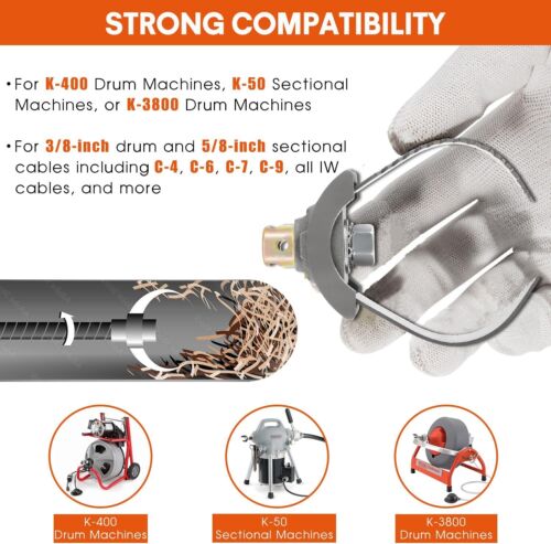 for Sewer Auger Drain Cleaner 3" Ridgid Style Double Cutter Sewer Cleaning 52822 - Picture 2 of 10