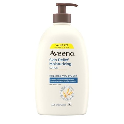 2 pack  Aveeno Skin Relief Moisturizing Lotion Pump Fragrance Free Very Dry 33FL