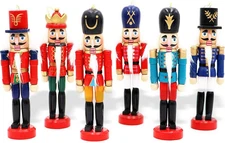 6 PCS Nutcracker Ornament Set Wooden Nutcracker Christmas Ornaments