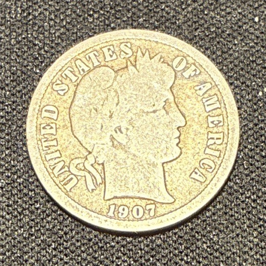 1907 Barber Dime 10C Philadelphia Business Strike Silver .900 KM#113