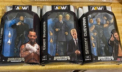 AEW Unmatched Series CM Punk + Cody Rhodes + Sammy Guevara Lot Of 3