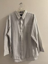 Christian Dior Monsieur Blue White Stripe Dress Shirt 17.5 35-36 Cotton