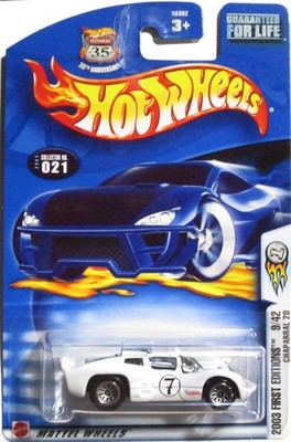 Hot Wheels Mattel 2003 First Editions 1:64 Scale White Chaparral 2D Die Cast Car