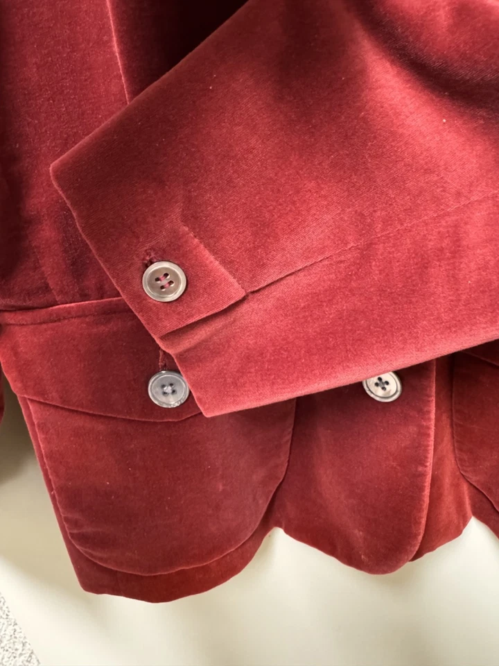 Chaqueta Blazer Mujer Eddie Bauer Vintage Rojo Terciopelo Talla 10 Algodón con Forro Foto 4 de 4